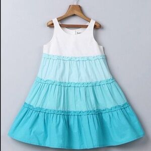Beebay Sleeveless Blue and White Colorblock Kids Dress, size 7